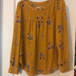 LOFT Yellow Floral Longs Sleeve Blouse
